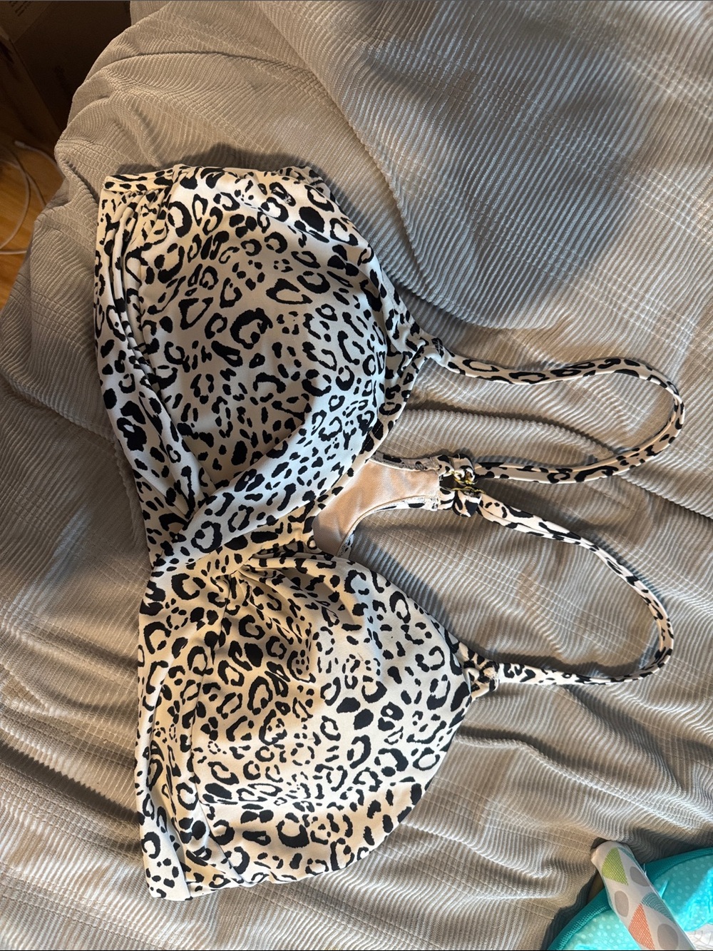 Women’s Leopard Print swim top- Black & Cream